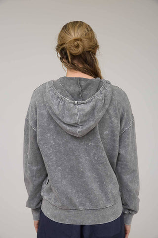 Washed Black Hooded Knit Top