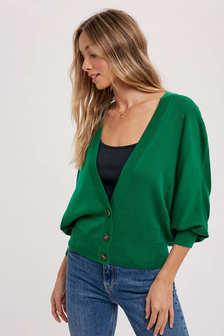 Dolman Sleeves Spring Cardi in Forest Green