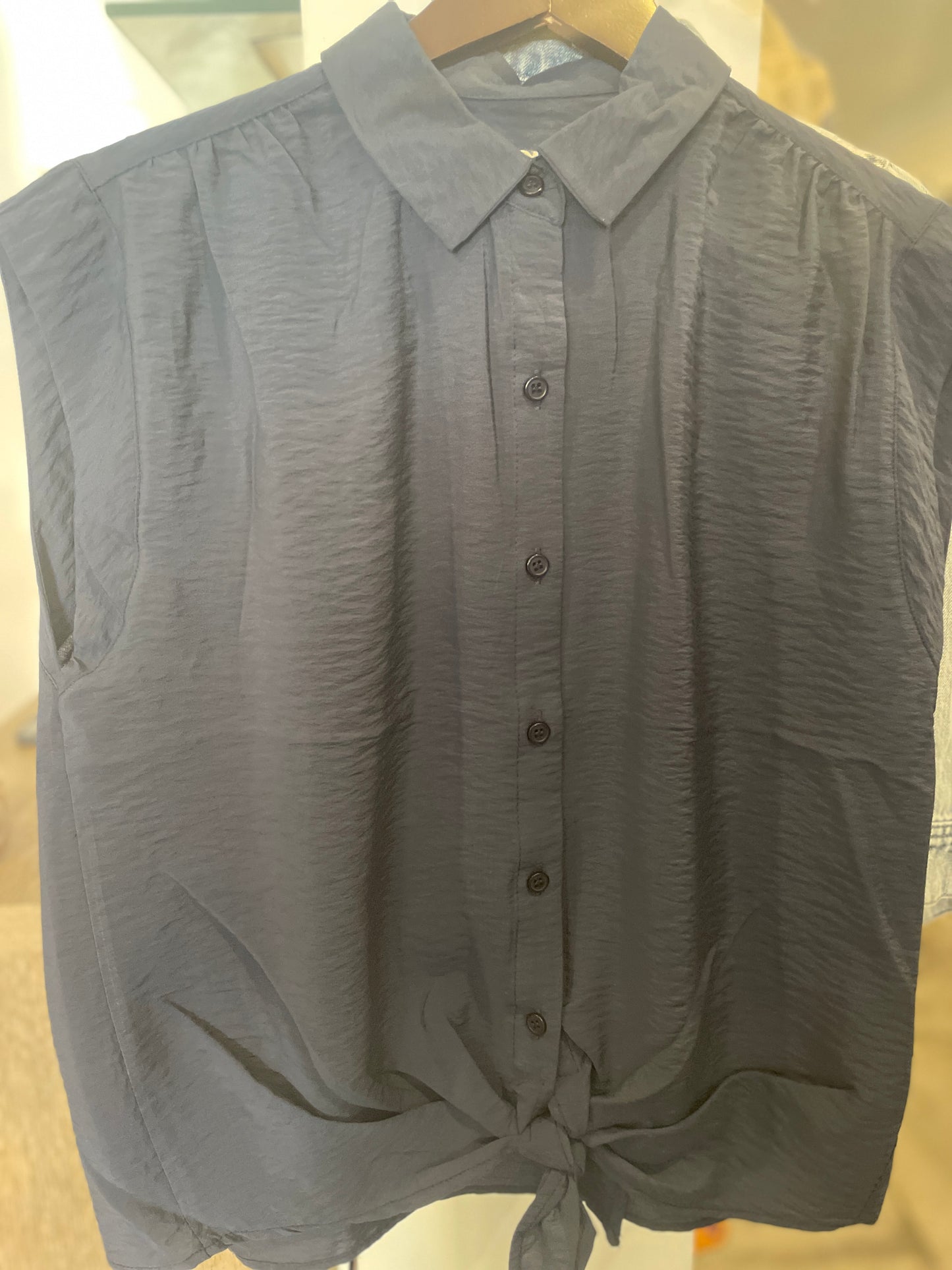 Lola Espeleta Navy Tie Blouse