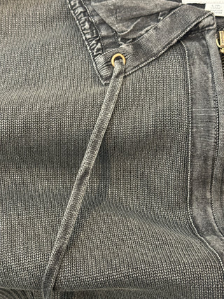 Collared Drawstring Zippered Jacket - Dark Coal I PBJ Blues