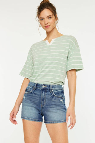 Kancan | Inaya High Rise Mom Denim Shorts