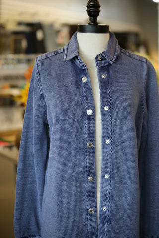 Denim Indigo Snap Tunic Cardigan I PBJ Blues