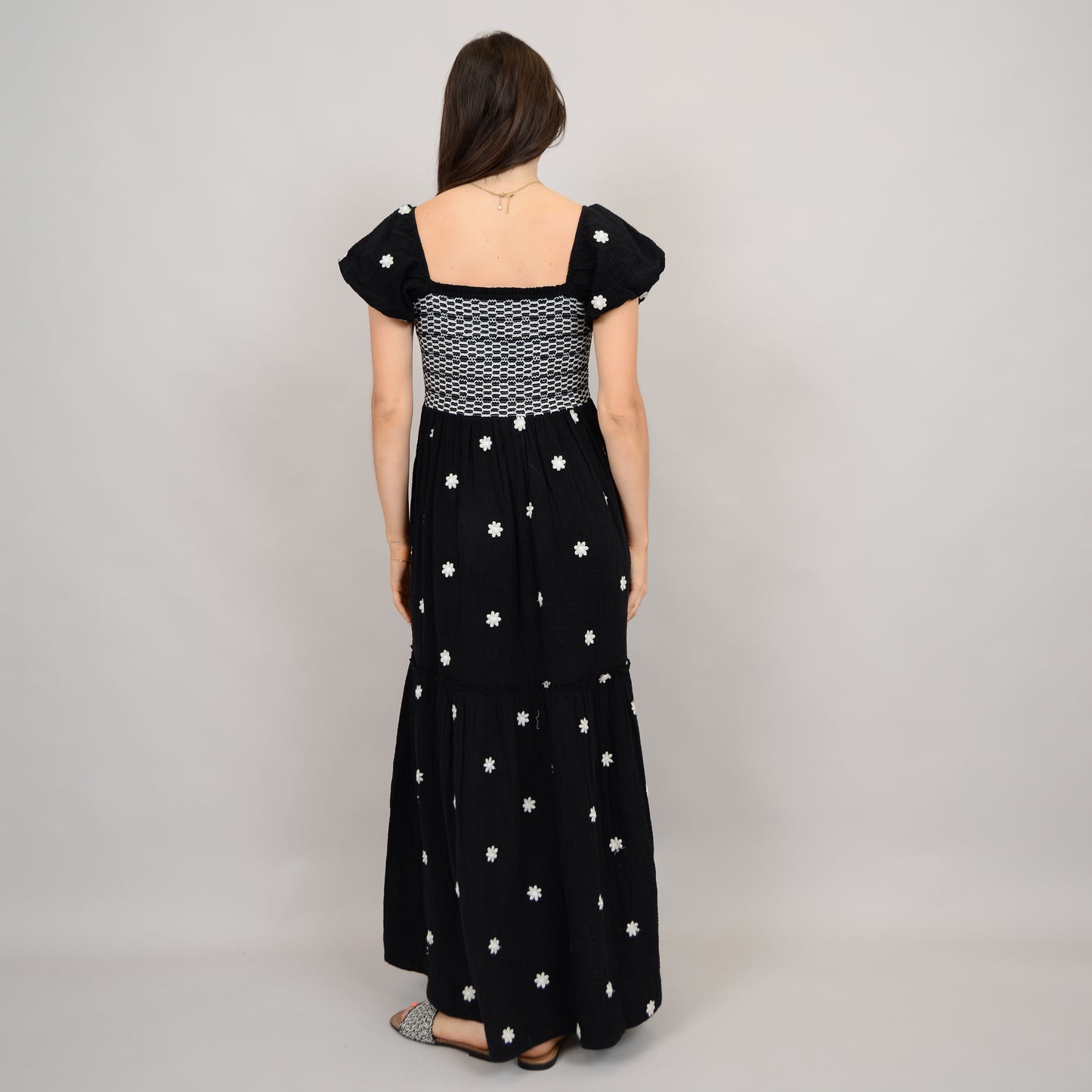 Francesca Shirred Dress w/ Embroidery I RD Style