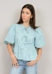 Tally Puff Front Tie w/ Peplum Blouse I RD Style