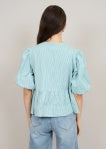 Tally Puff Front Tie w/ Peplum Blouse I RD Style