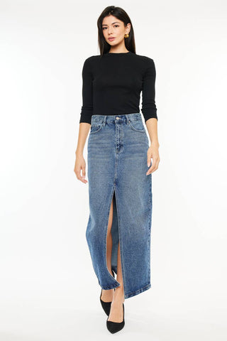 Vintage Inspired 90's Denim Maxi Skirt I Kancan