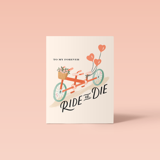 Ride or Die Bicycle Love Valentine's Card: Single Card