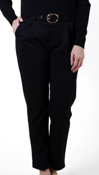 Belted pull on trouser - Black I Angela Mara