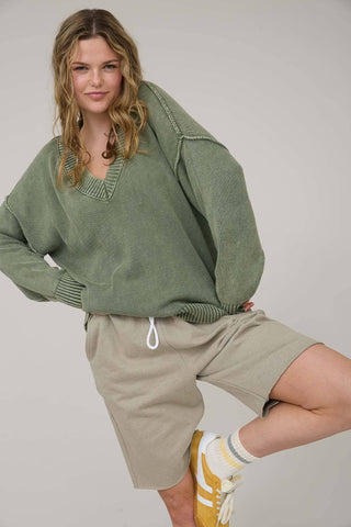 Washed Knit Oversized Pullover Sweater