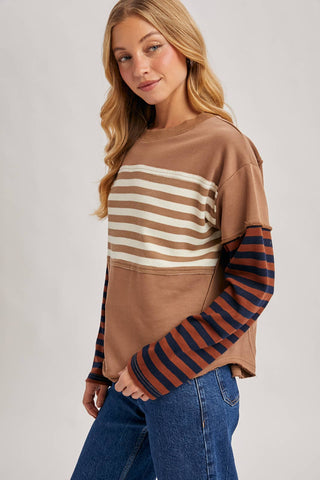 Striped Long sleeve Loose Fit Pullover