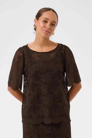 KAcornelia Lace Blouse - Coffee Bean