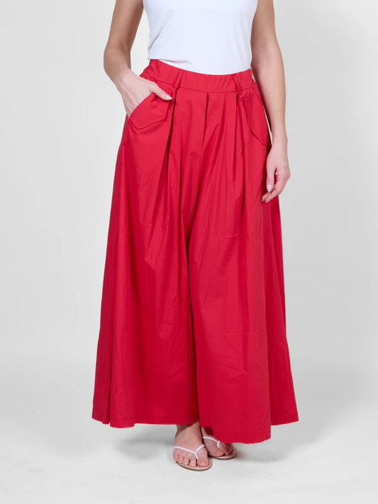 Red Extra Wide Leg Trouser I Angela Mara
