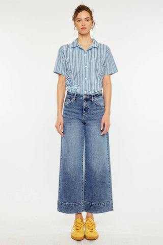 Nessa High Rise Crop Wide Leg Jeans I Kancan