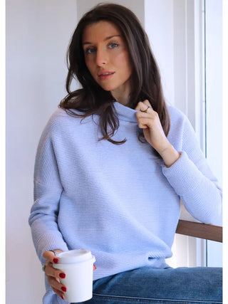 Nancy Ottoman Mockneck Sweater | White & Lavendar