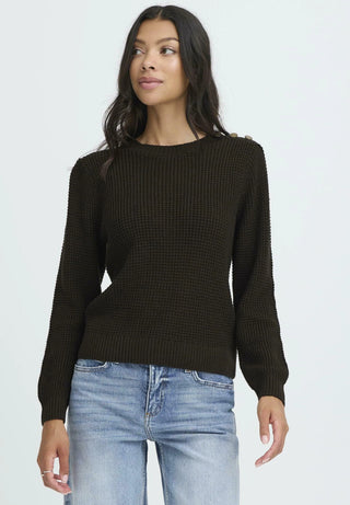The Rowan Button-Shoulder Knit Sweater
