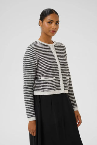 KAellery Knit Cardigan - Light Grey/Black I Kaffe