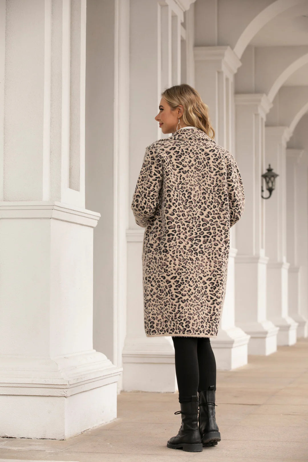 Orange Fashion Village Leopard Print Long Coat