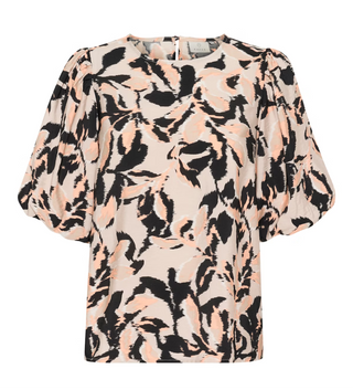 KApaco Blouse Beige/Black/Peach I KAFFE