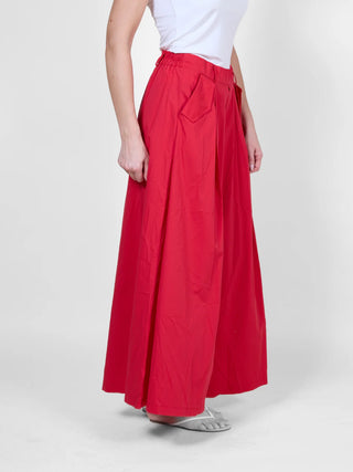 Red Extra Wide Leg Trouser I Angela Mara