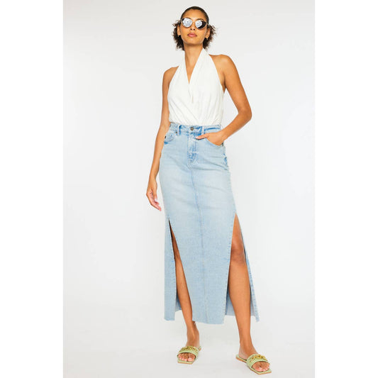 Kancan Melinda Maxi Denim Skirt - Light Wash