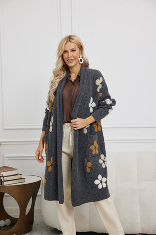 Textured Jacquard Cardigan - Charcoal