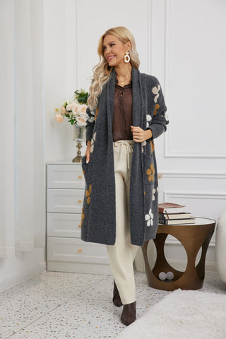 Textured Jacquard Cardigan - Charcoal