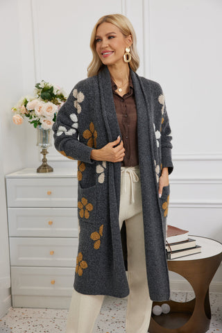 Textured Jacquard Cardigan - Charcoal