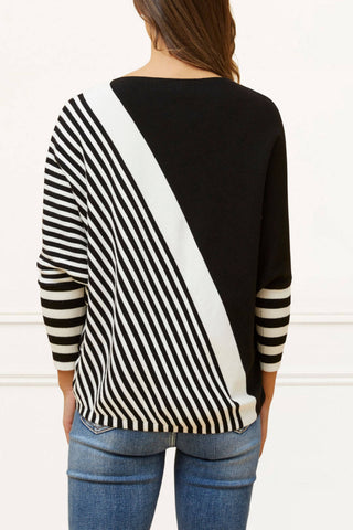 Valery Relaxed Knit Sweater Bold Stripes | Gray