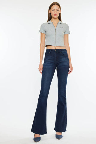 Trisha Mid Rise Classic Flare Jeans I Kancan