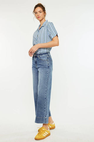 Nessa High Rise Crop Wide Leg Jeans I Kancan