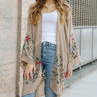 Embroidered Kimono Cardigan