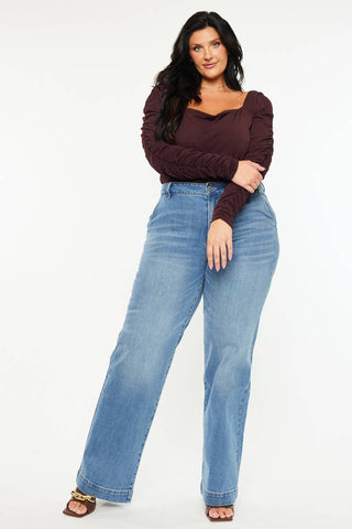 Martha High Rise Trouser Wide Leg Jeans (Plus Size)