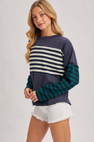 Striped Long sleeve Loose Fit Pullover