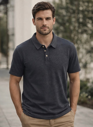 Ottoman Ribbed Polo - Navy