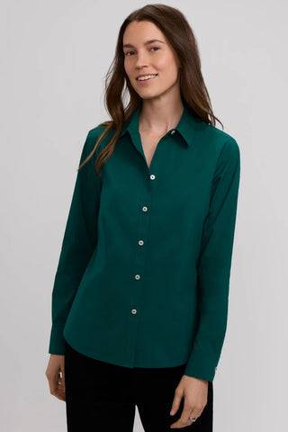 June No Iron Long Sleeve Blouse - Deep Teal