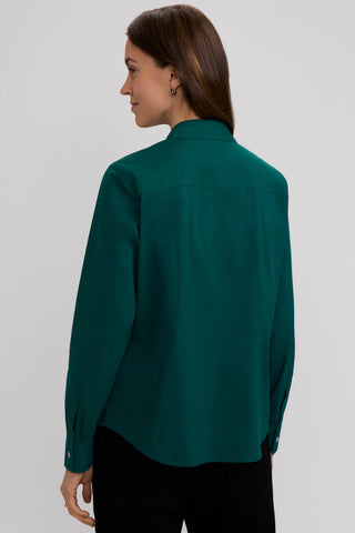 June No Iron Long Sleeve Blouse - Deep Teal