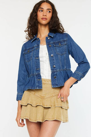 Kancan | Classic Fit Peplum Denim Jacket