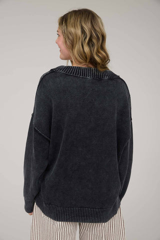 Washed Knit Oversized Pullover Sweater