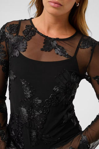 KAjulianne Bloom & Sheer Floral Appliqué Top