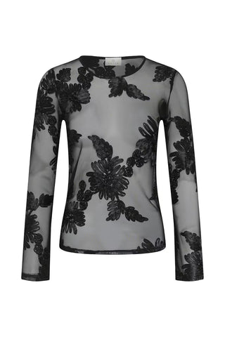 KAjulianne Bloom & Sheer Floral Appliqué Top