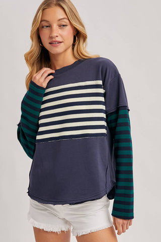 Striped Long sleeve Loose Fit Pullover