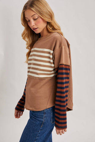 Striped Long sleeve Loose Fit Pullover