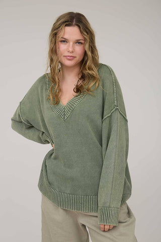 Washed Knit Oversized Pullover Sweater