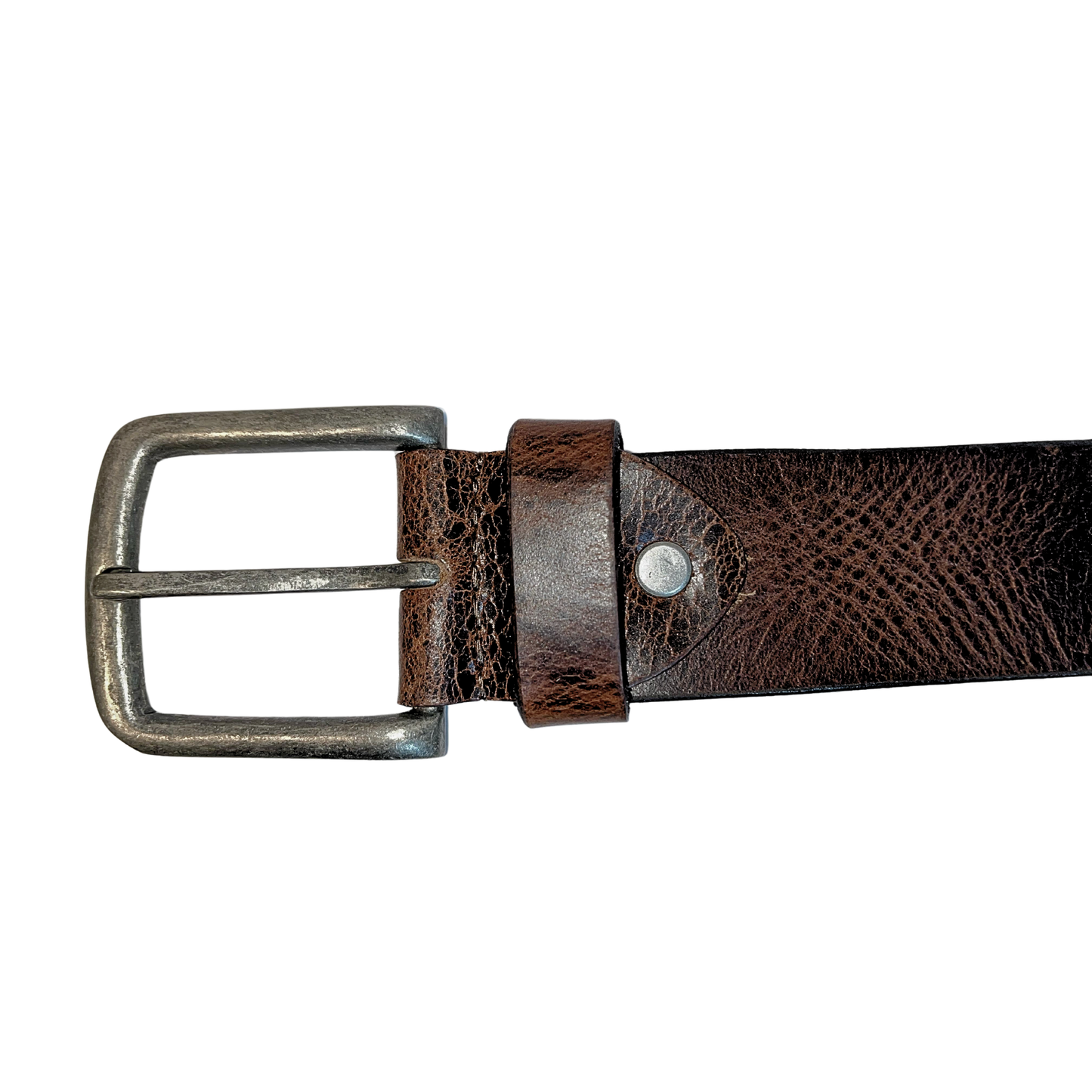 Greenwood Leather Brown Belt with Vintage Silver Buckle