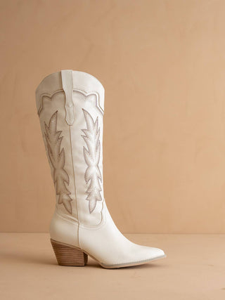 The Ainsley White | Embroidered Cowboy Western Boot