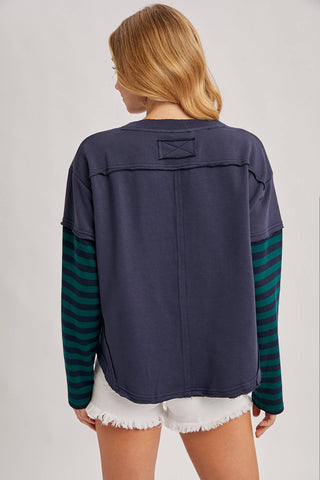 Striped Long sleeve Loose Fit Pullover