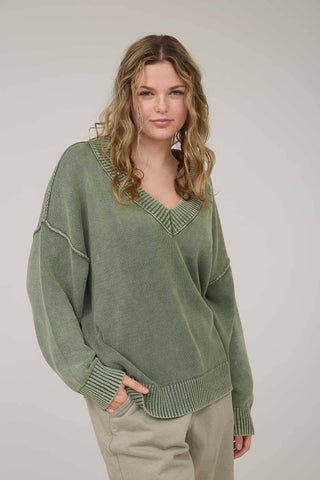 Washed Knit Oversized Pullover Sweater