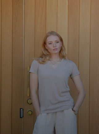 V Neck Linen Tee