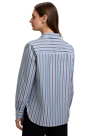 Meghan No Iron Pinpoint Tri-Stripes Long Sleeve Shirt