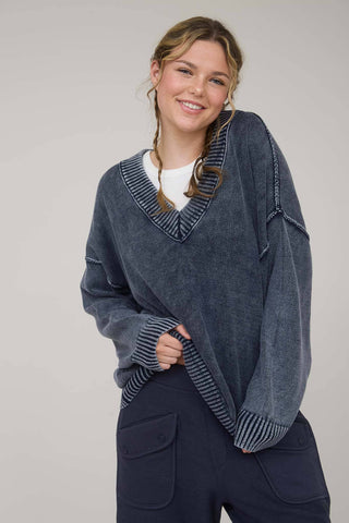 Washed Knit Oversized Pullover Sweater